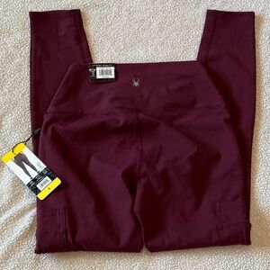 Spyder Women's Maroon High-Rise Performance Leggings with Side Pockets